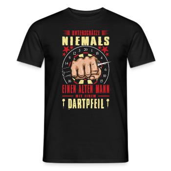 Unterschätze Niemals Einen Alten Mann Dart Trikot - Männer T-Shirt - Schwarz - Vorne - AI Model Male 178 light (178cm)