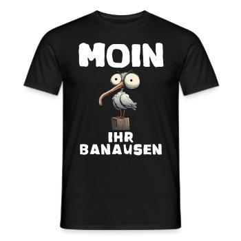 Möwe Geschenk Geschenkidee Spruch Moin Banausen - Männer T-Shirt - Schwarz - Vorne - AI Model Male 178 light (178cm)