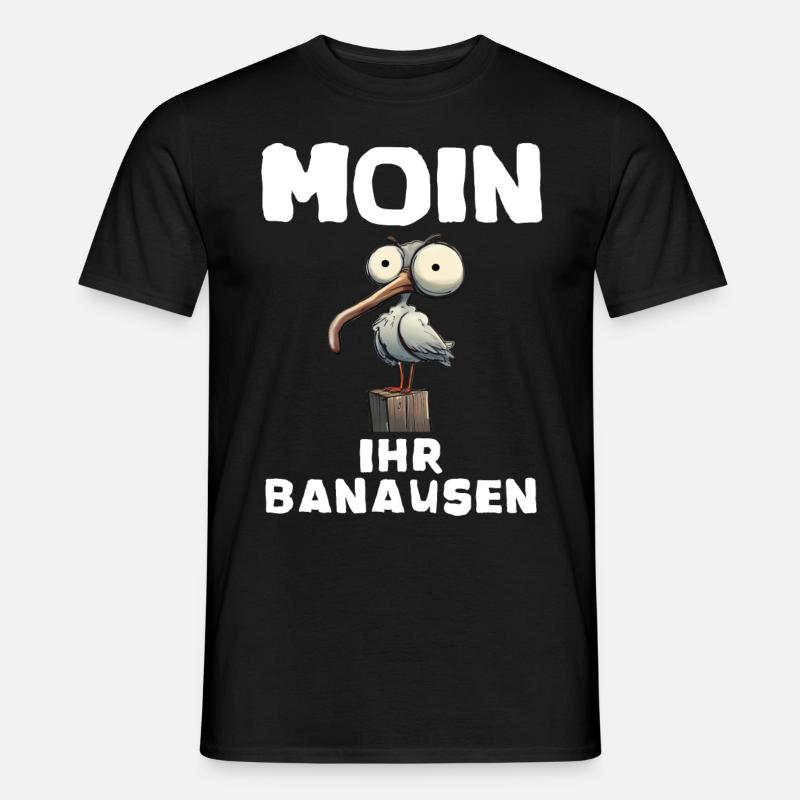 Möwe Geschenk Geschenkidee Spruch Moin Banausen - Männer T-Shirt - Schwarz