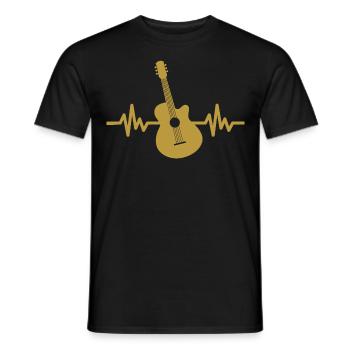 Herzschlag Gitarre - Rock 'n' Roll Punk Band Metal - Männer T-Shirt - Schwarz - Vorne - AI Model Male 178 light (178cm)