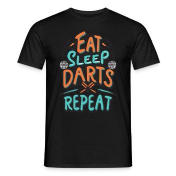 Dart Spruch Eat Sleep Darts Repeat - Männer T-Shirt - Schwarz - Vorne - AI Model Male 178 light (178cm)