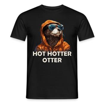 Funny Hot Hotter Otter Saying Ladies and Gentlemen - Men's T-Shirt - black - Front - AI Model Male 178 light (178cm)
