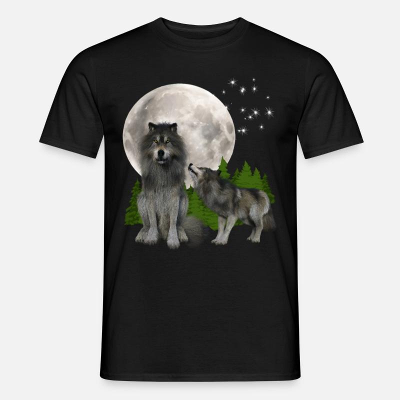 Wolf Geschenke- Wolf Tshirt - Männer T-Shirt - Schwarz