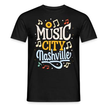 Music City Nashville Tennessee Musiker Geschenk - Männer T-Shirt - Schwarz - Vorne - AI Model Male 178 light (178cm)