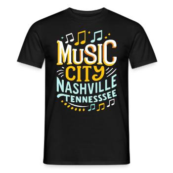 Music City Nashville Tennessee Musiker Geschenk - Männer T-Shirt - Schwarz - Vorne - AI Model Male 178 light (178cm)