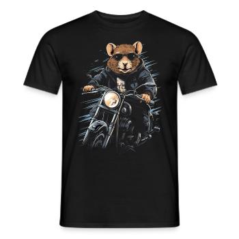 Rat cool sur une moto - T-shirt homme - noir - Devant - AI Model Male 178 light (178cm)