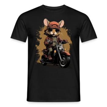 Rat cool sur une moto - T-shirt homme - noir - Devant - AI Model Male 178 light (178cm)