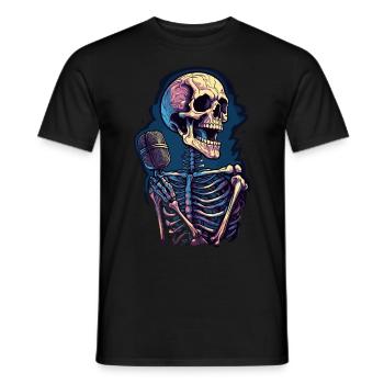 Colorful abstract skull with microphone - Men's T-Shirt - black - Front - AI Model Male 178 light (178cm)