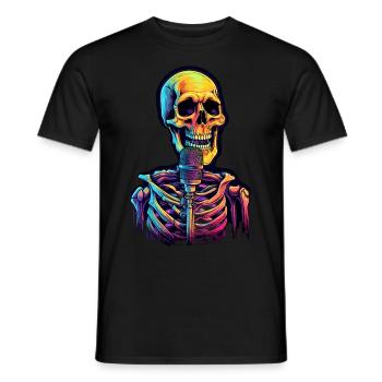 Bunter abstrakter Totenkopf mit Mikrofon - Männer T-Shirt - Schwarz - Vorne - AI Model Male 178 light (178cm)