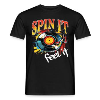 Vinyl Record LP Turntable Retro - Men's T-Shirt - black - Front - AI Model Male 178 light (178cm)