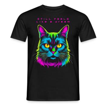 cat still feel like a dream after techno rave part - Männer T-Shirt - Schwarz - Vorne - AI Model Male 178 light (178cm)