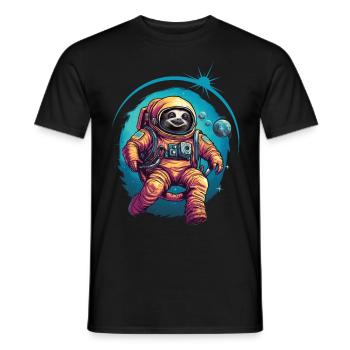 Faultier Astronaut Weltraum Raumfahrt Geschenk - Männer T-Shirt - Schwarz - Vorne - AI Model Male 178 light (178cm)