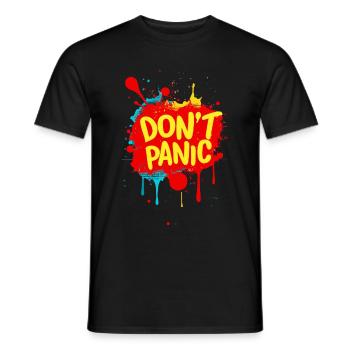 Don't Panic! Lustiger Spruch Zitat Statement - Männer T-Shirt - Schwarz - Vorne - AI Model Male 178 light (178cm)