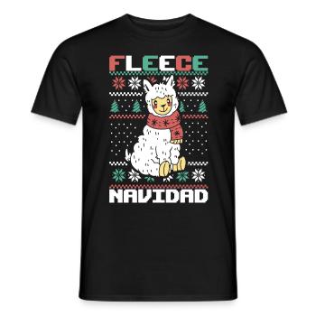 Fleece Feliz Navidad Llama Christmas Badge - Männer T-Shirt - Schwarz - Vorne - AI Model Male 178 light (178cm)