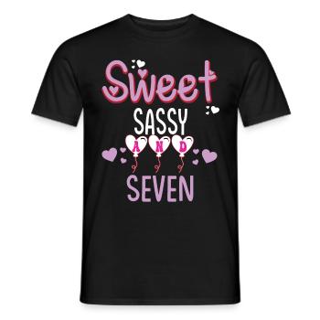 Kinder Happy 7th Birthday Sweet Sassy und Seven Gi - Männer T-Shirt - Schwarz - Vorne - AI Model Male 178 light (178cm)