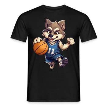 Loup de basket-ball - T-shirt homme - noir - Devant - AI Model Male 178 light (178cm)