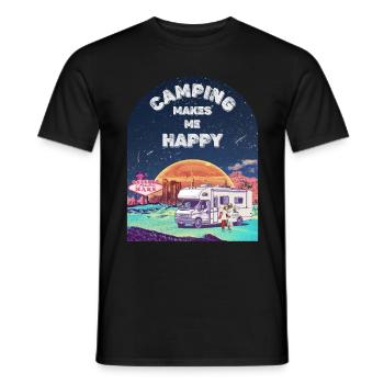 Camping makes me happy. Camping on Mars. - Männer T-Shirt - Schwarz - Vorne - AI Model Male 178 light (178cm)