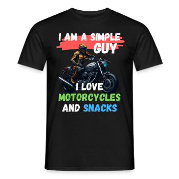 Je suis un homme simple - j’adore les motos - T-shirt homme - noir - Devant - AI Model Male 178 light (178cm)