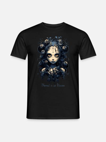 Gothic Girl Spruch Normal is an Illusion - Männer T-Shirt - Schwarz
