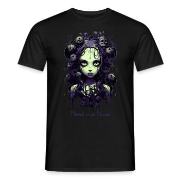 Gothic Girl Saying Normal is an Illusion - Men's T-Shirt - black - Front - AI Model Male 178 light (178cm)