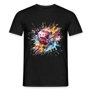 American Football Helmet Splash Color Explosion - Men's T-Shirt - black - Front - AI Model Male 178 light (178cm)