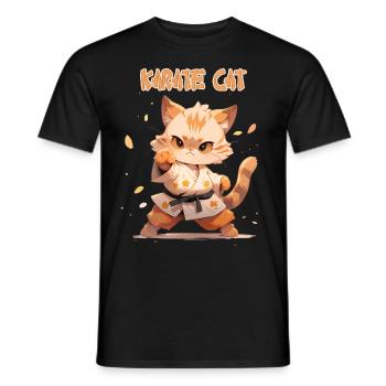 Lustige Karate Katze MMA Kawaii Kampfsport - Männer T-Shirt - Schwarz - Vorne - AI Model Male 178 light (178cm)