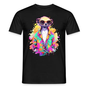 Cool Meerkat Sarfari Africa Lover - Men's T-Shirt - black - Front - AI Model Male 178 light (178cm)