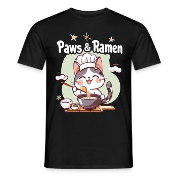 Pattes et Ramen Chats Drôles Dictons D’animaux - T-shirt homme - noir - Devant - AI Model Male 178 light (178cm)