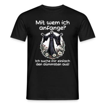 Mit wem ich anfange? - Sensenmann Illustration - Männer T-Shirt - Schwarz - Vorne - AI Model Male 178 light (178cm)