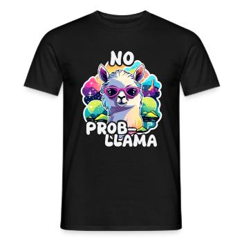 No Prob Llama - Lama Alpaka - Männer T-Shirt - Schwarz - Vorne - AI Model Male 178 light (178cm)