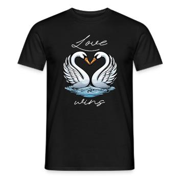 L’amour gagne - Cygnes Saint-Valentin - T-shirt homme - noir - Devant - AI Model Male 178 light (178cm)