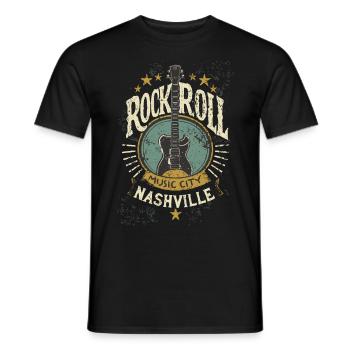 Nashville Rock & Roll Music City Music Gift - Men's T-Shirt - black - Front - AI Model Male 178 light (178cm)
