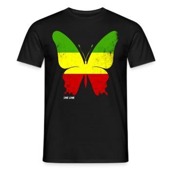 Butterfly Reggae Music Jamaica Rastafar Peace Love - Men's T-Shirt - black - Front - AI Model Male 178 light (178cm)