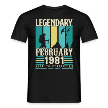 Vintage Birthday Gift February 1981, February. - Men's T-Shirt - black - Front - AI Model Male 178 light (178cm)