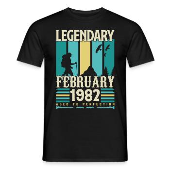 Vintage Birthday Gift February 1982, February. - Men's T-Shirt - black - Front - AI Model Male 178 light (178cm)