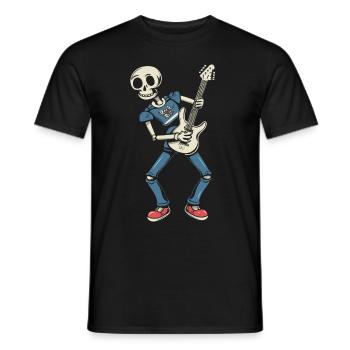Funny Skeleton Skull Guitarist Halloween - Men's T-Shirt - black - Front - AI Model Male 178 light (178cm)