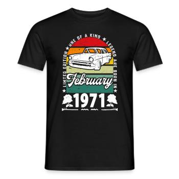 Birthday February 1971, Vintage February 1971. - Men's T-Shirt - black - Front - AI Model Male 178 light (178cm)