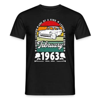 Anniversaire février 1963, Vintage février 1963. - T-shirt homme - noir - Devant - AI Model Male 178 light (178cm)