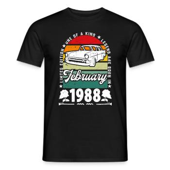 Anniversaire février 1988, Vintage février 1988. - T-shirt homme - noir - Devant - AI Model Male 178 light (178cm)