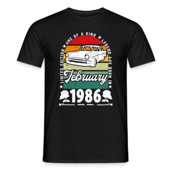 Anniversaire février 1986, Vintage février 1986. - T-shirt homme - noir - Devant - AI Model Male 178 light (178cm)