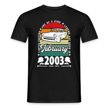 Anniversaire février 2003, Vintage février 2003. - T-shirt homme - noir - Devant - AI Model Male 178 light (178cm)