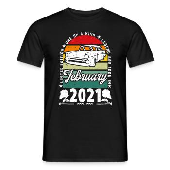 Anniversaire février 2021, Vintage février 2021. - T-shirt homme - noir - Devant - AI Model Male 178 light (178cm)