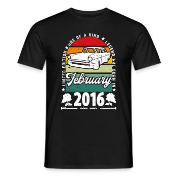Birthday February 2016, Vintage February 2016. - Men's T-Shirt - black - Front - AI Model Male 178 light (178cm)
