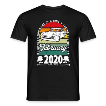 Anniversaire février 2020, Vintage février 2020. - T-shirt homme - noir - Devant - AI Model Male 178 light (178cm)