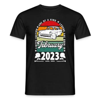 Birthday February 2023, Vintage February 2023. - Men's T-Shirt - black - Front - AI Model Male 178 light (178cm)
