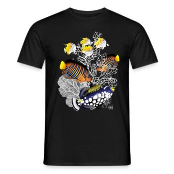 coral reef lake fish sea resort beach - Men's T-Shirt - black - Front - AI Model Male 178 light (178cm)