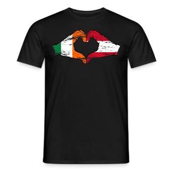 Ireland Austria Flag Hands Heart Shape Used - Men's T-Shirt - black - Front - AI Model Male 178 light (178cm)