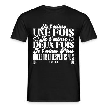 Je t'aime une fois je t'aime deux fois - T-shirt homme - noir - Devant - AI Model Male 178 light (178cm)