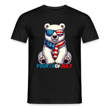 Independence Day, USA, America, Polar Bear, American - Men's T-Shirt - black - Front - AI Model Male 178 light (178cm)