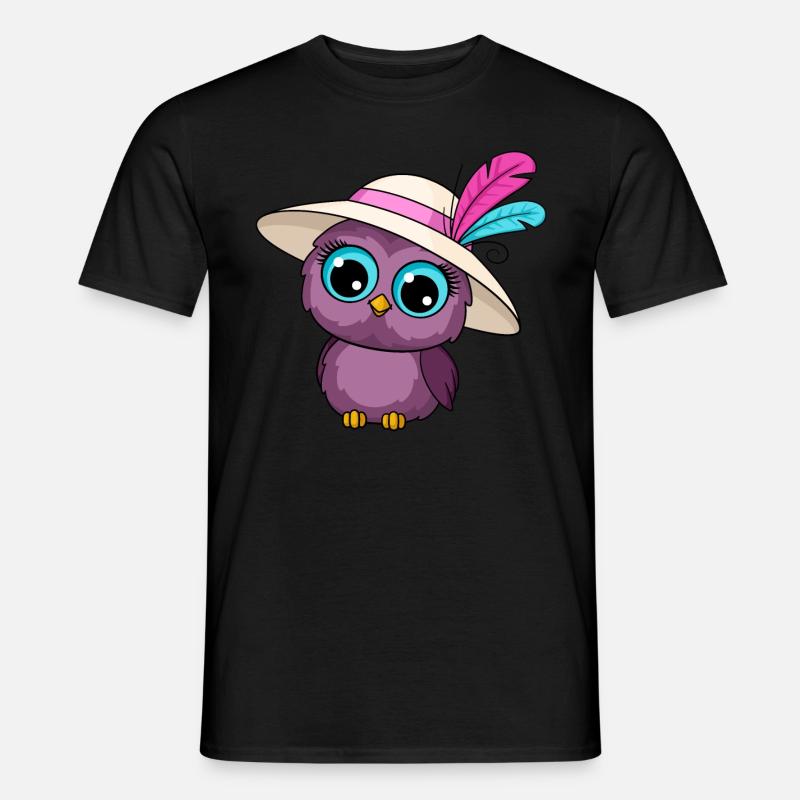 Eule Mit Hut - Männer T-Shirt - Schwarz